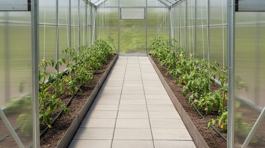 Obrubník vo skleníku uľahčuje údržbu záhonov